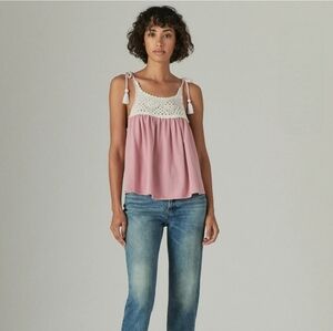 Lucky Brand Boho Crochet Tank Top, NWT, Sz M